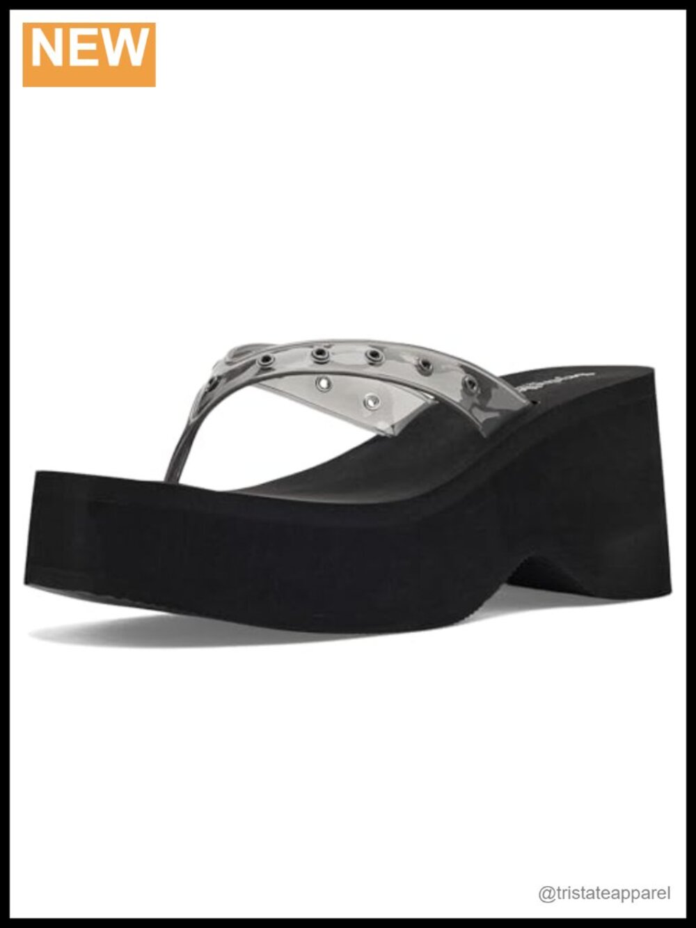High Tide platform sandal slip-on square toe 3.5in heel